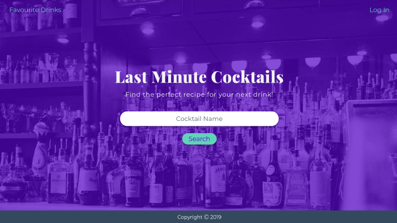 A screenshot of the cocktail generator.